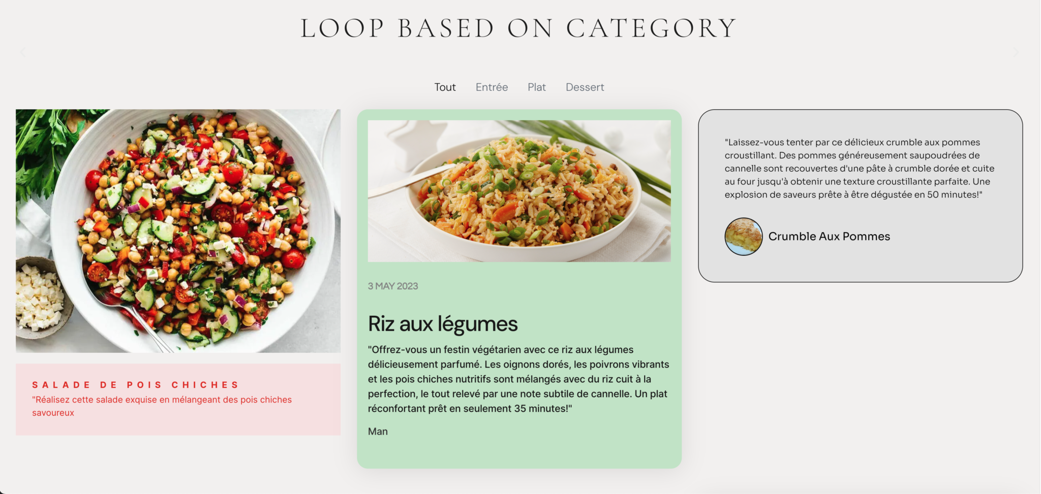 Elementor Grid Loop standard affichant une seule boucle